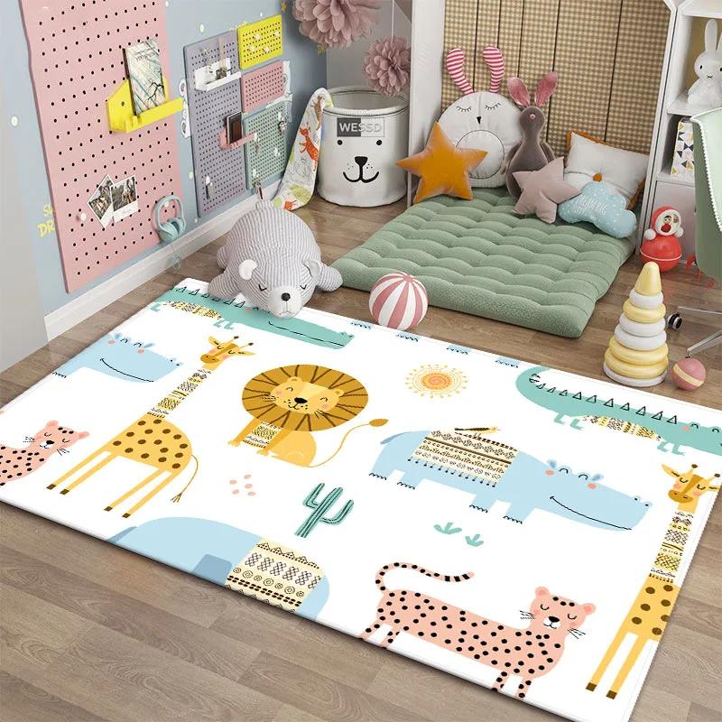 Cartoon Rugs for Bedroom Kids Cute Animal Carpet Modern Style Baby Mat Soft Children's Room Rug Non-slip Nordic Style Decoration