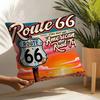 Travel Motorcycle Ride US Route  Linen Cushion Covers For Decorative Sofa Home Pillows Case Car Chair Pillows Cases