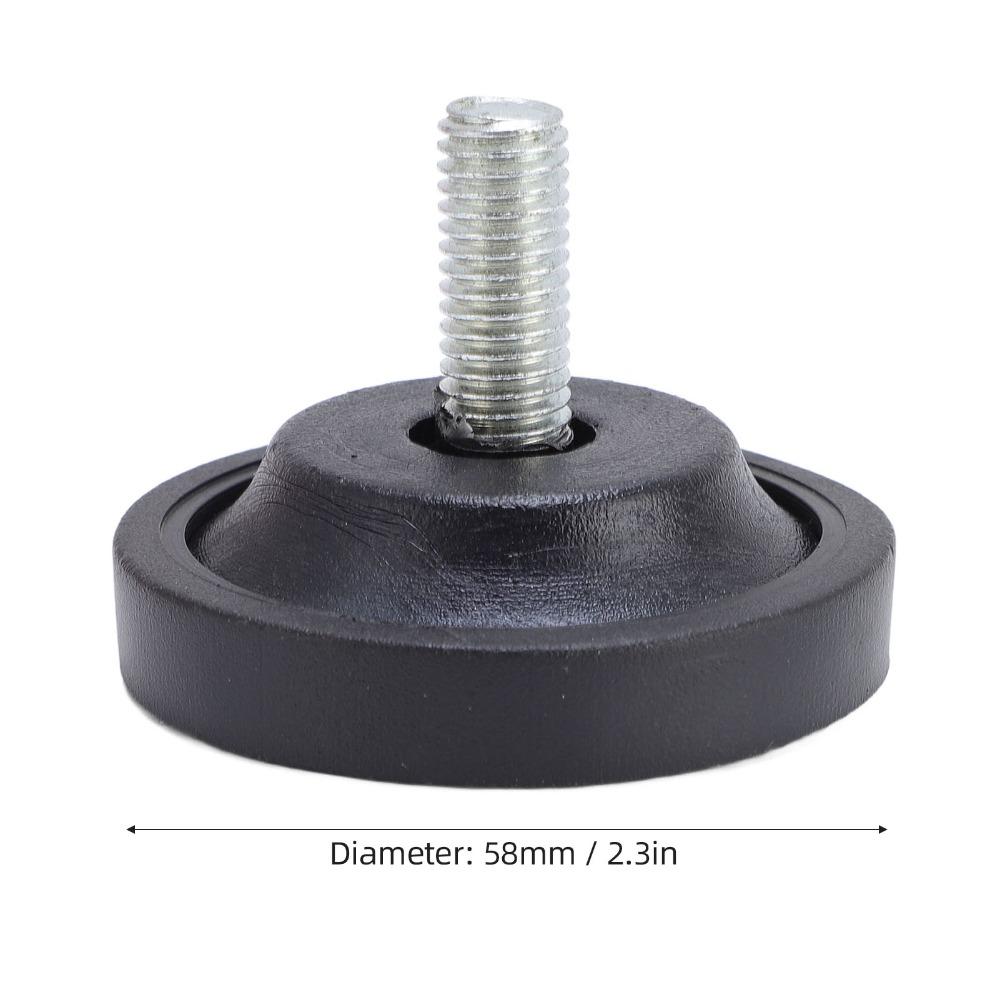 4pcs Black Furniture Leveling Feet M10 Thread Rubber Feet Bumpers Noise Reduction