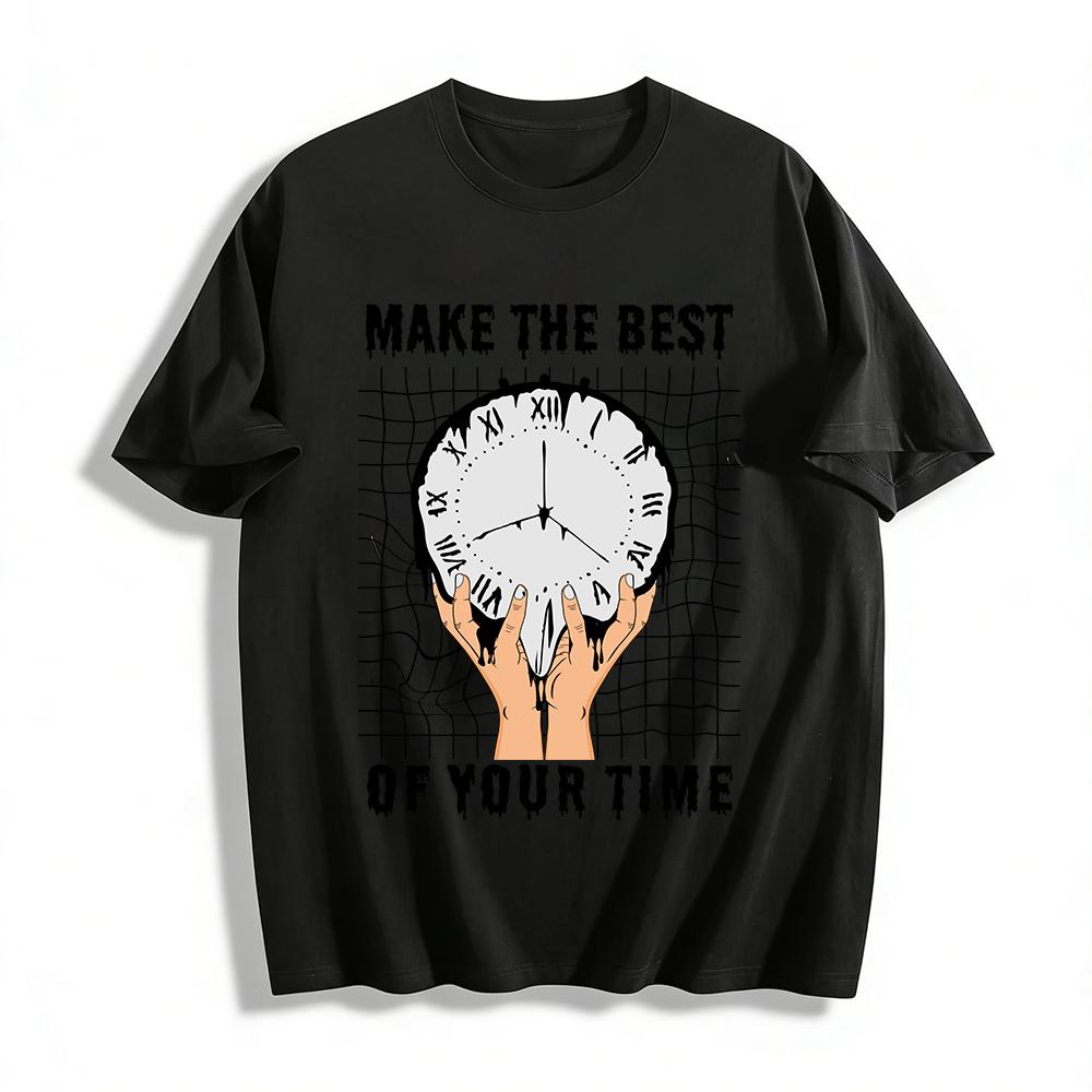 Make The Best Of Your Time Clock Graphic Tee Pure cotton T-shirt XXS