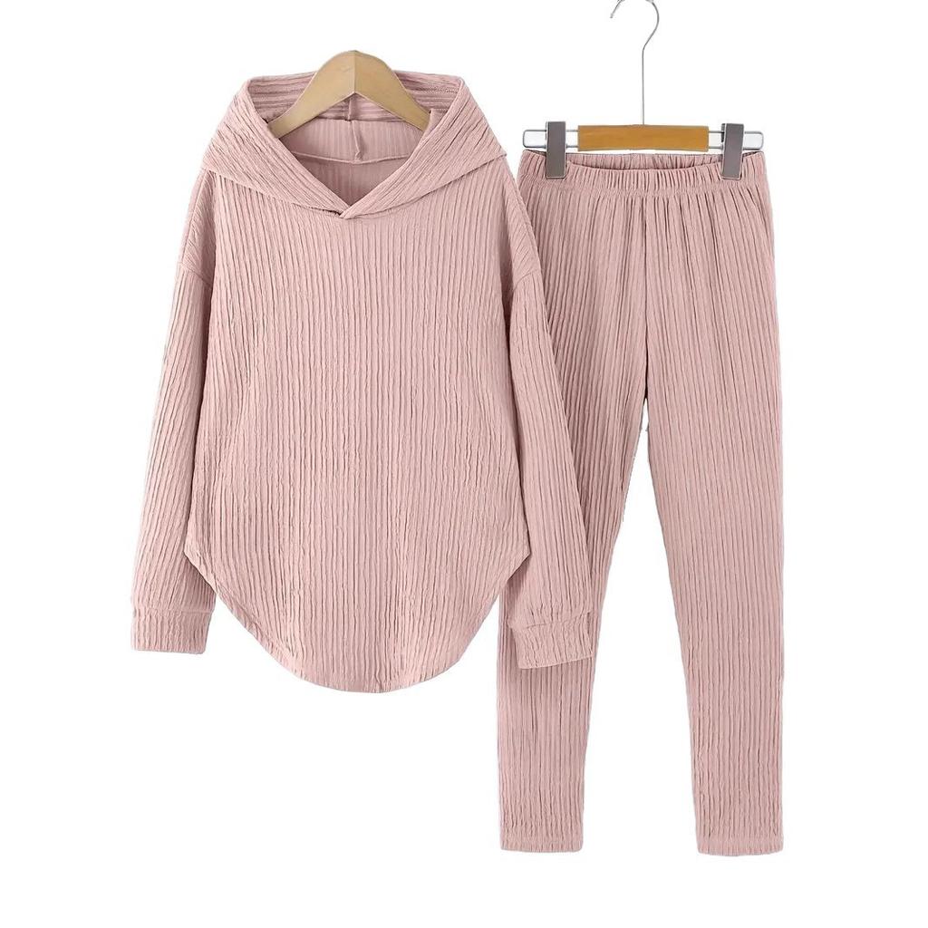 Casual Hooded Tops 2 Piece Sets for Women Fashion Solid High Waist Long Pants Set Female Holiday Women's Clothing Autumn Winter