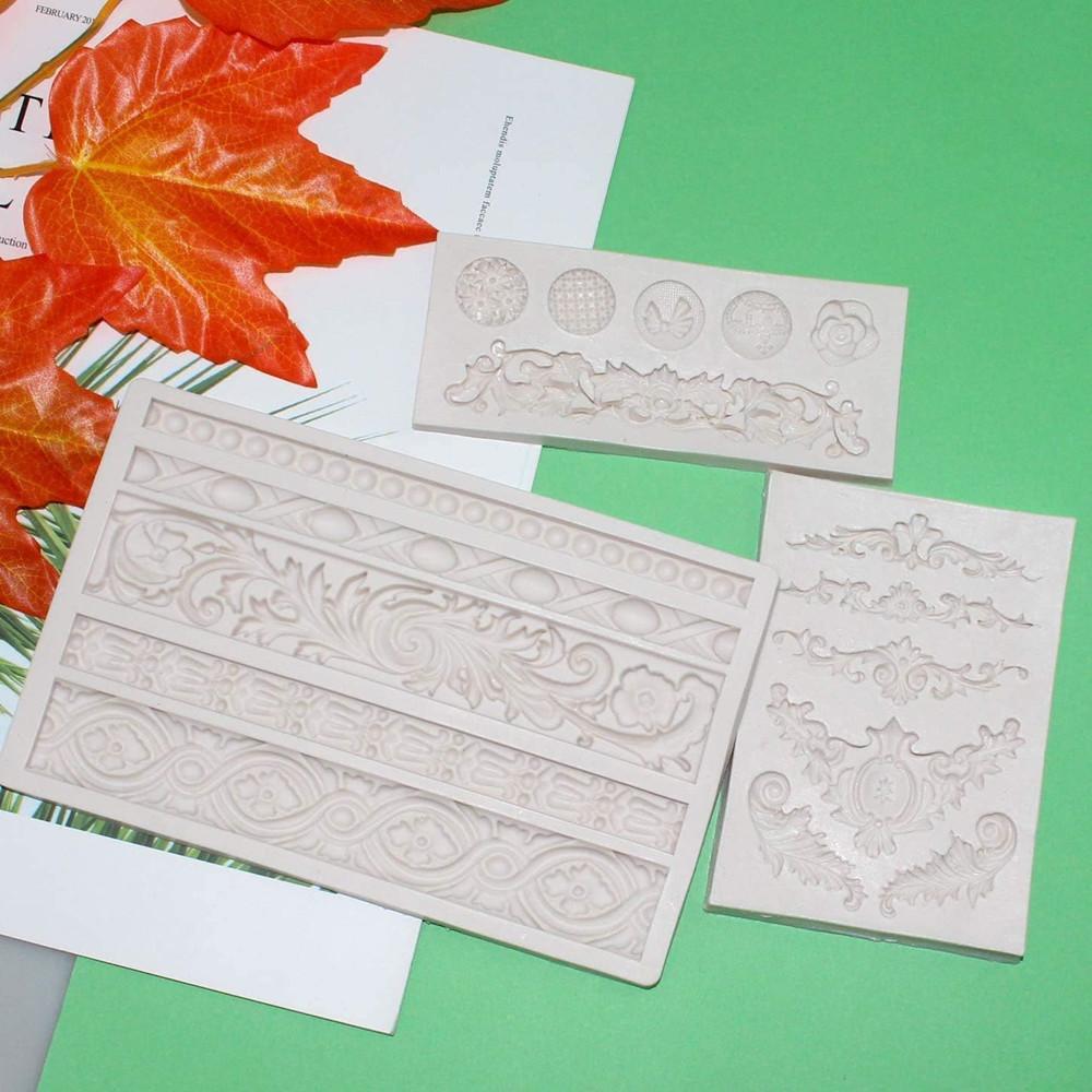 Baroque Fondant Molds Scroll Border Lace Silicone Molds Curlicues Gum Paste Candy Chocolate Molds Cake Decorating Sugar Craft