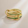 Interlocking Zirconia Two-Tone Diamond Ring, Multi-Element Plain Band