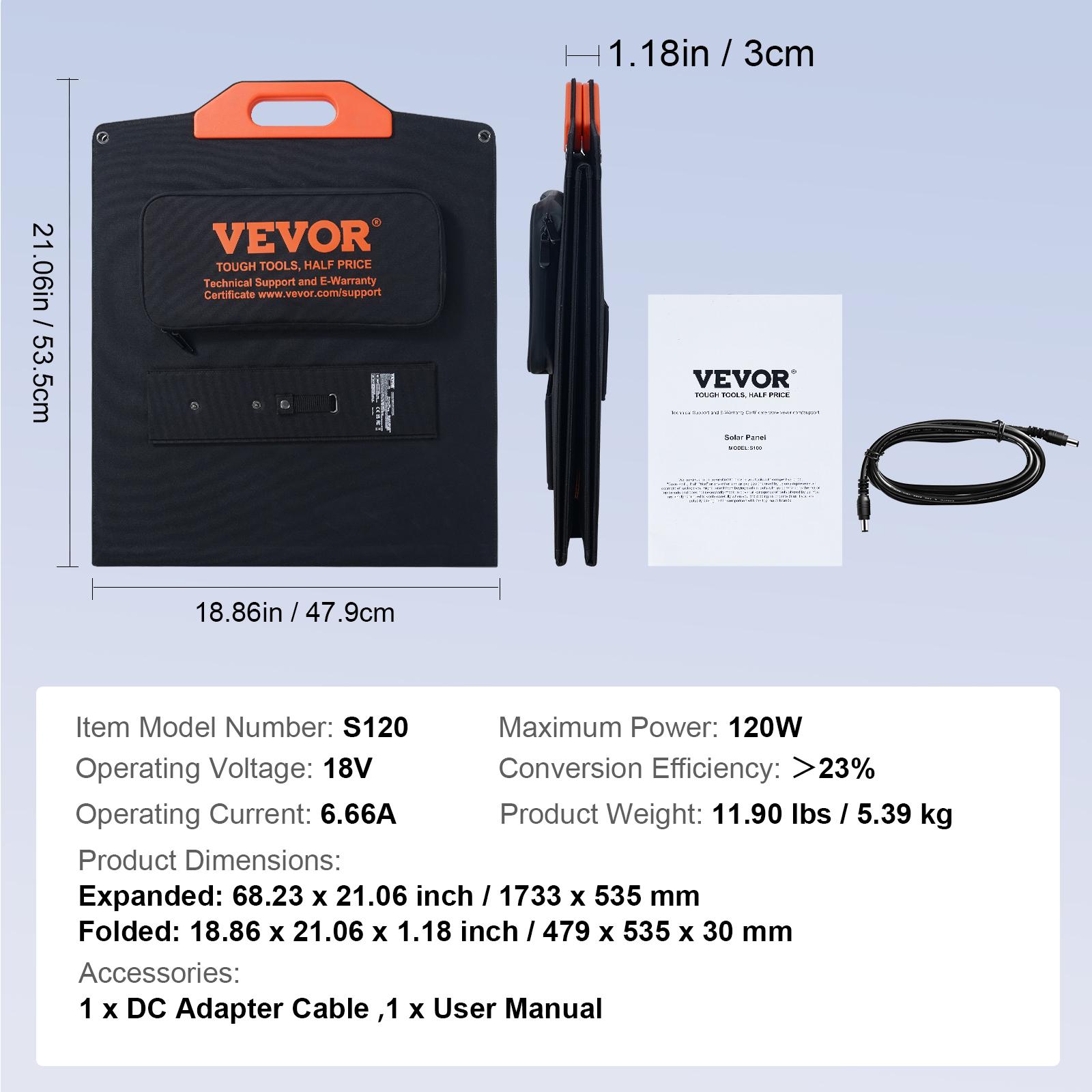 

SucceBuy Портативная монокристаллическая солнечная панель Складная ETFE Зарядное устройство Панель высокой эффективности Водонепроницаемая для электростанции Кемпинга Пеших прогулок 120W