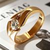 Yanbai Elegant Zirconia Gold Ring – Stylish Engagement Anniversary Gift.