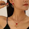 Party Wear Jewelry Faux Red Coral Drop Earrings And Necklace