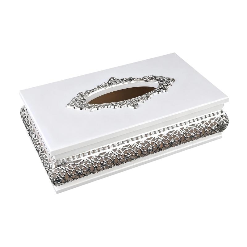 

Sturdy Metal and Wood Tissue Holder with Square Designs Long Time Use Kitchen Living Room Decoration серебро белый