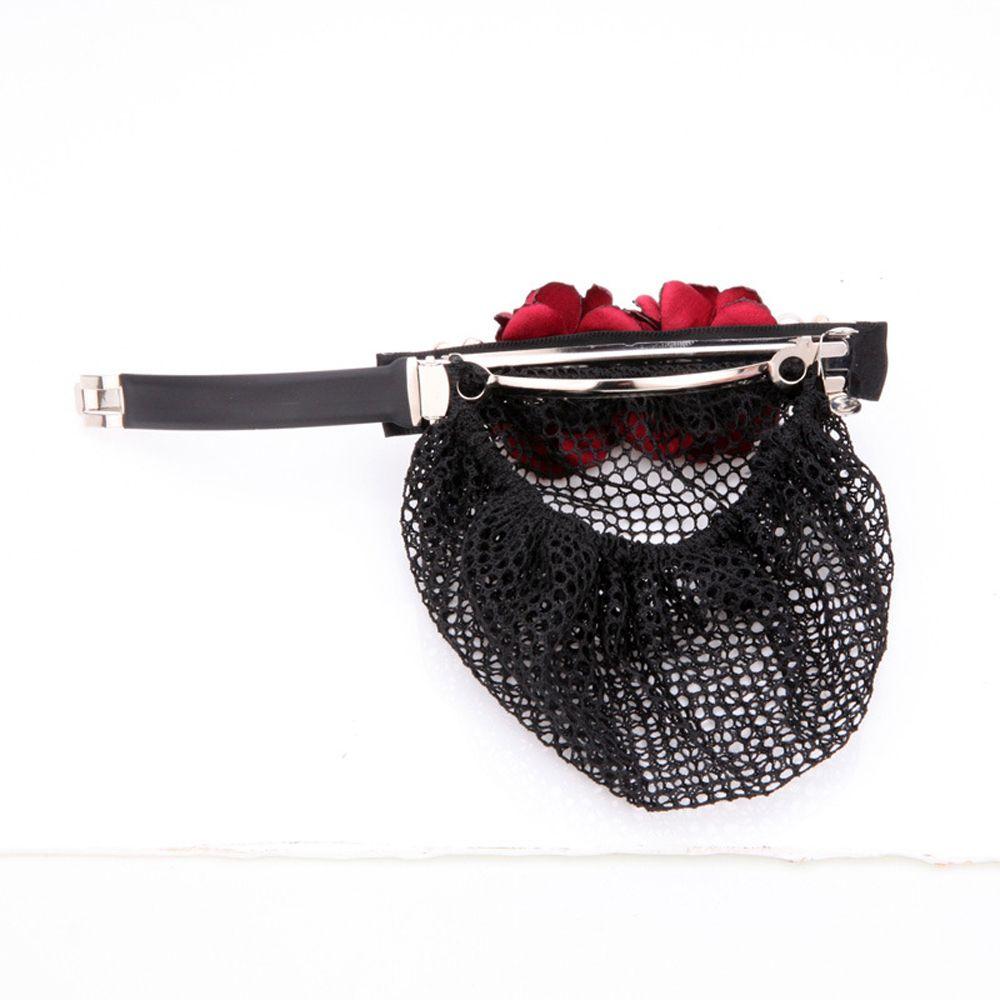 Pearl for Stewardess Nurse Flower Hairnet Women Spring Clip Mesh Snood Korean Style Headwear