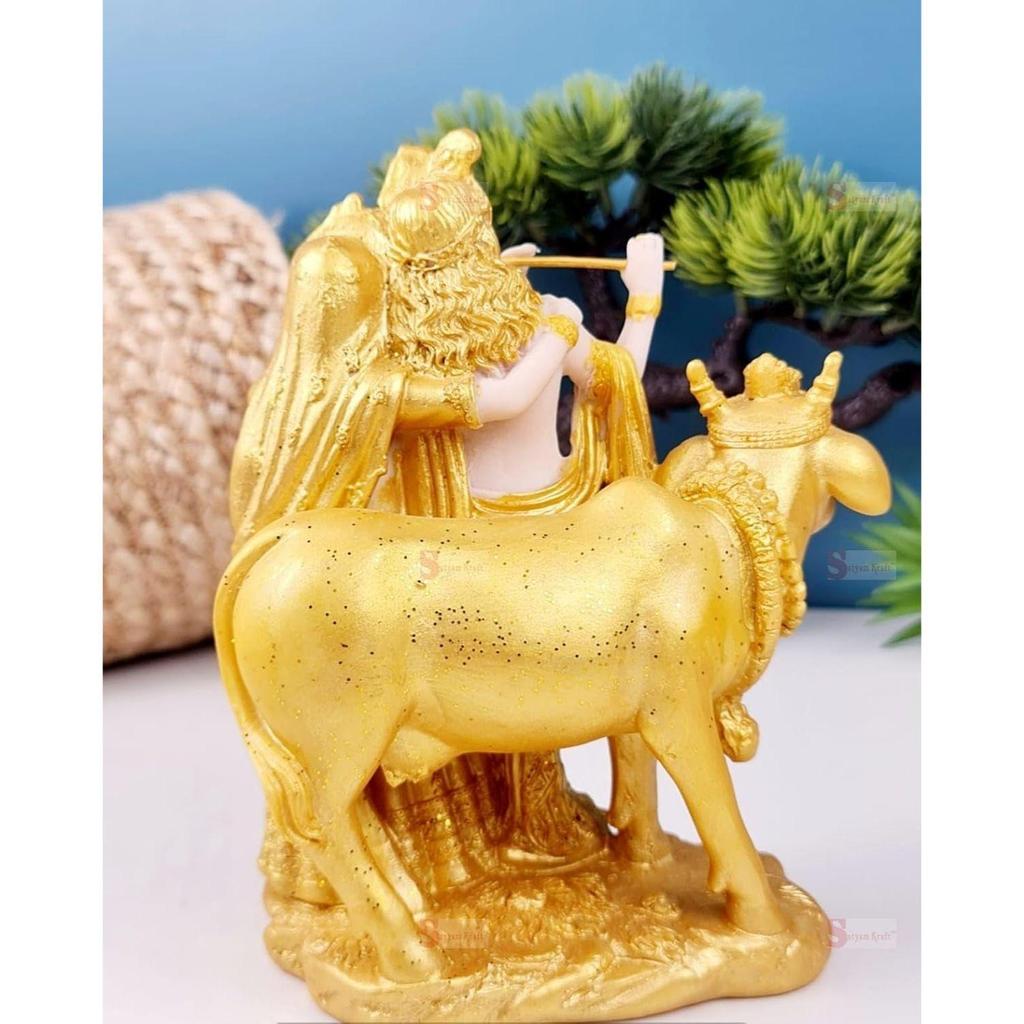 1 st Shree Radha Krishna Idol-Guld Murti Staty Dekor,Kontor,bilinstrumentbräda, Mandir, Bordsdekoration, | Gåva till honom