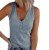 2023 Summer Women's Solid Color V-Neck Button Vest Sleeveless Top