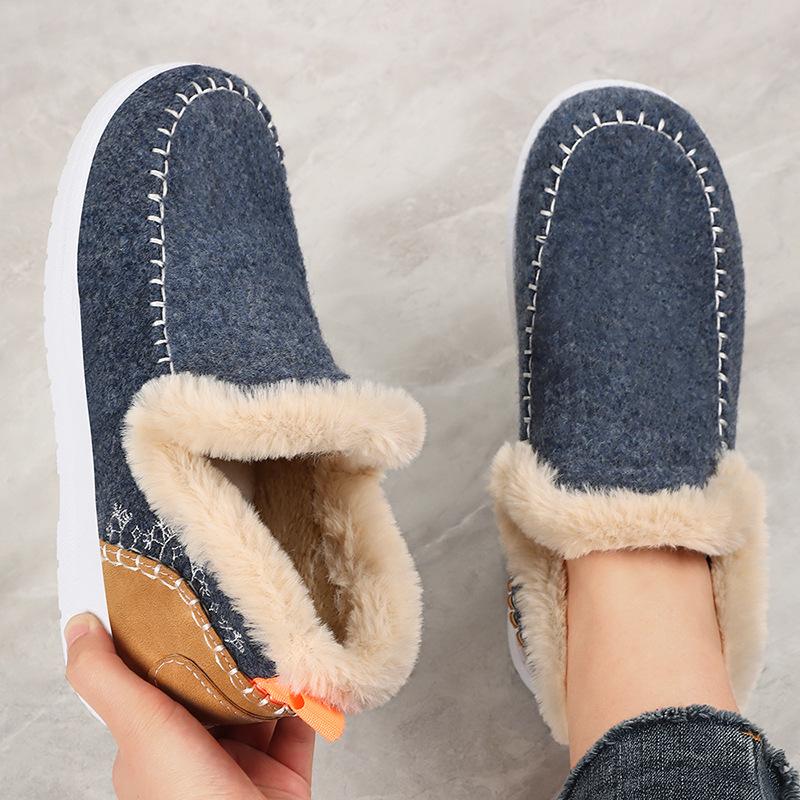 Cotton Shoes Winter New Women's Shoes Fleece Thickened Snow Boots One Pedal Convenient Short Boots Fashion Warm Cotton Boots