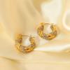 18K Gold & Zircon U-Shaped Irregular Twisted Earrings for Women