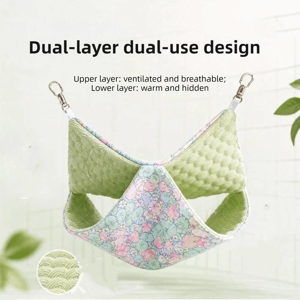 Cartoon Pattern Double-layer Hamster Hammock Breathable Squirrel Hanging Nest for Pet Cage