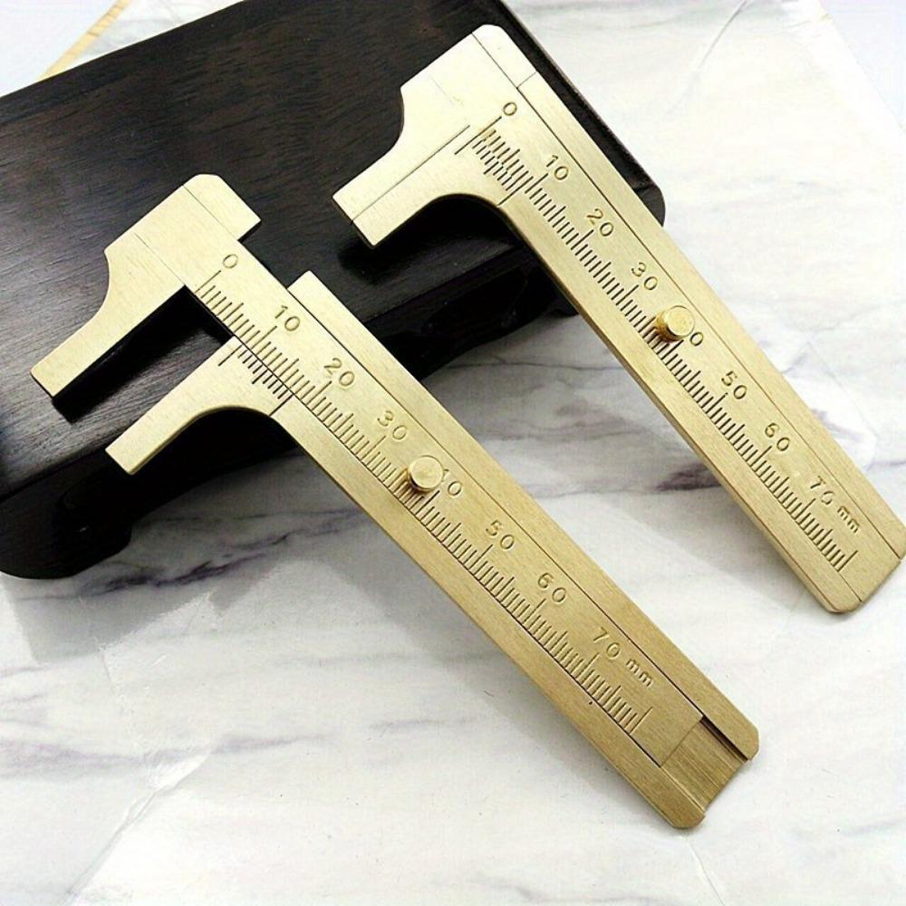 1PC Mini Brass Sliding Ruler Double Scales Metal Vernier Caliper Gauge Micrometer Precision Measuring Supplies