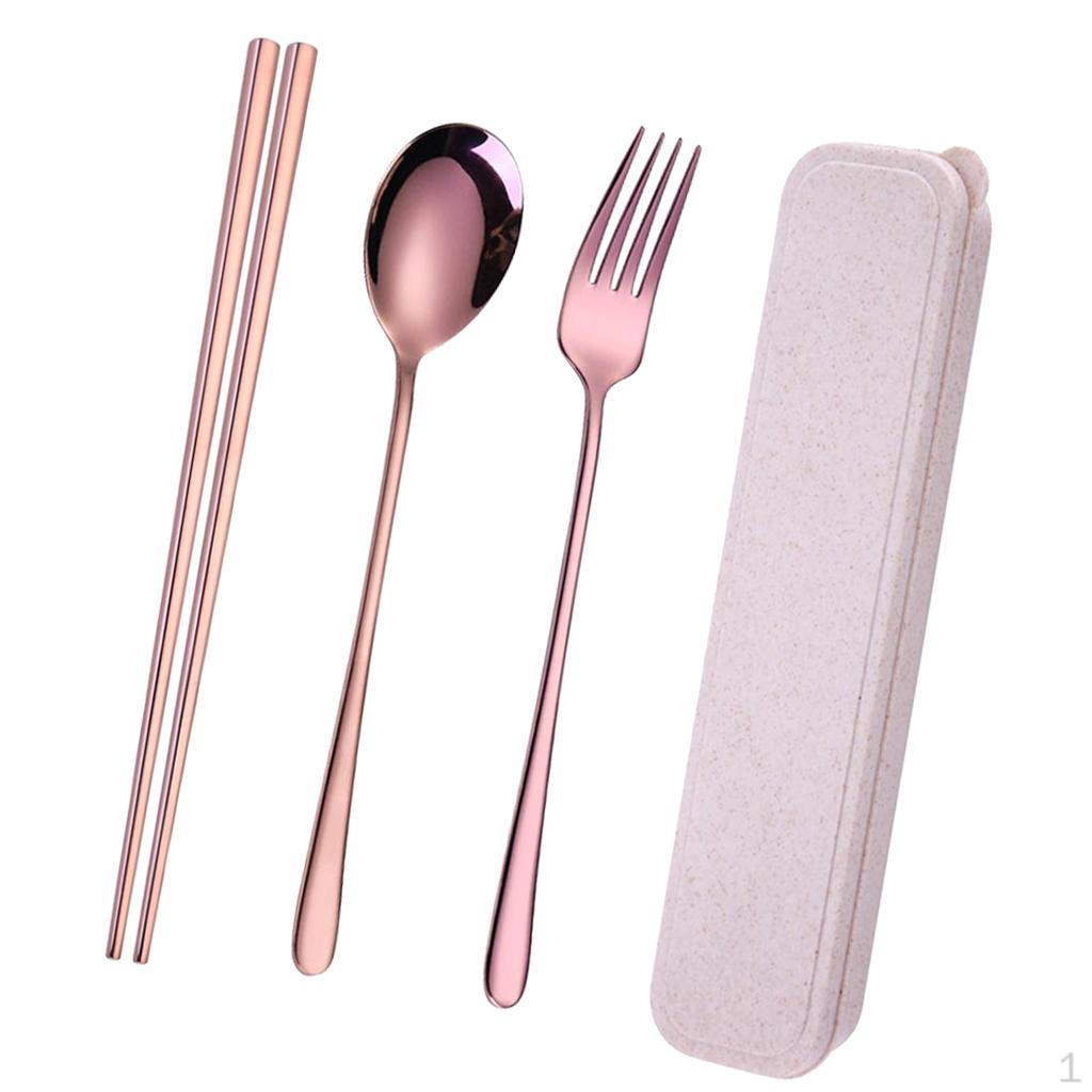 Chopsticks Set Stainless Steel Square 3Pcs Chopsticks