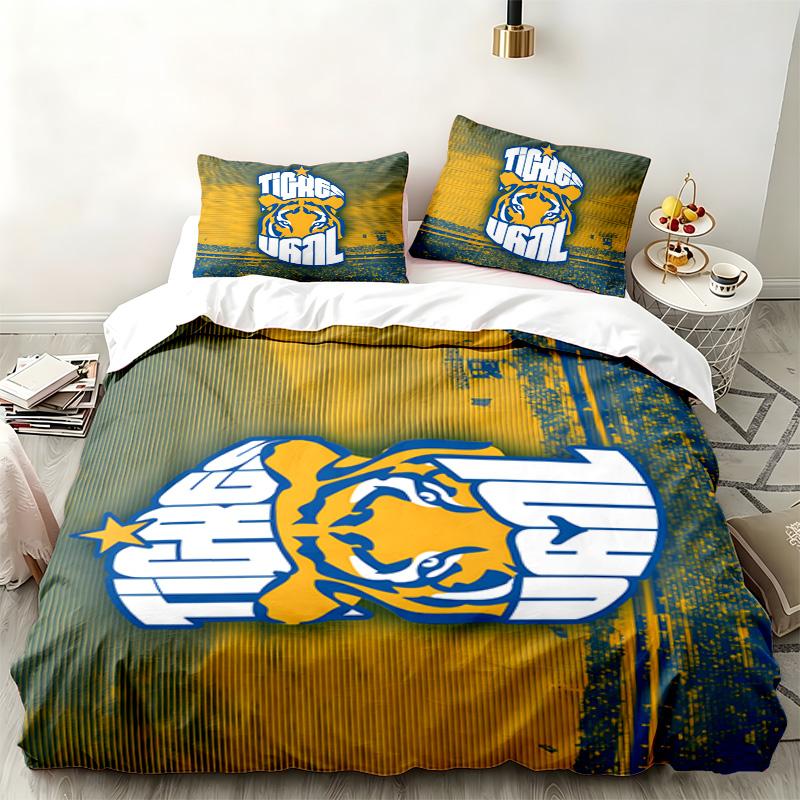 Club Tigres UANL 3pc Set Perfect for Bedroom Use Comfortable Bedding Set Includes a Duvet Cover and Two Pillowcases Ideal Birthday or Christmas Gift