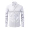 Herren Langarm Slim Fit Hemd mit Knöpfen Uni Schwarz