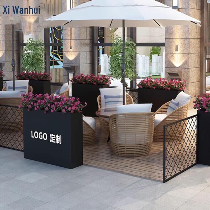 Outdoor Wrought Iron Fence with Flower Box