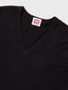 Cottonwarm Long Long Size LL B.V.D. V-Neck T-Shirt, 100% Cotton, V-Neck, Sleeve, Brushed, Men's, Black,