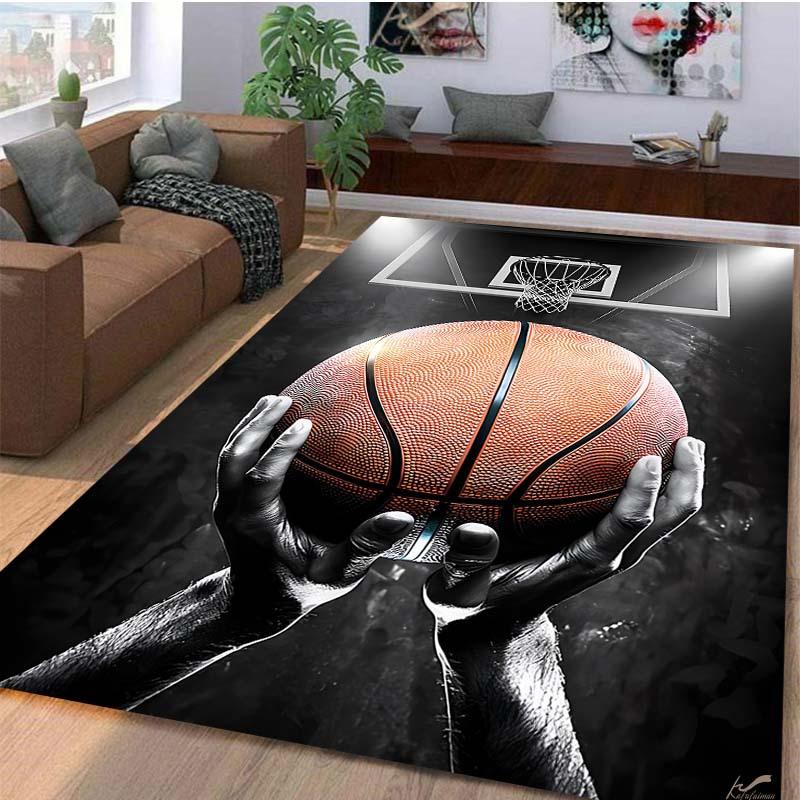 Basketball Dream Art Rug - Non-Slip Printed Mat for Game Room, Living Room & Bedroom, Holiday Decor