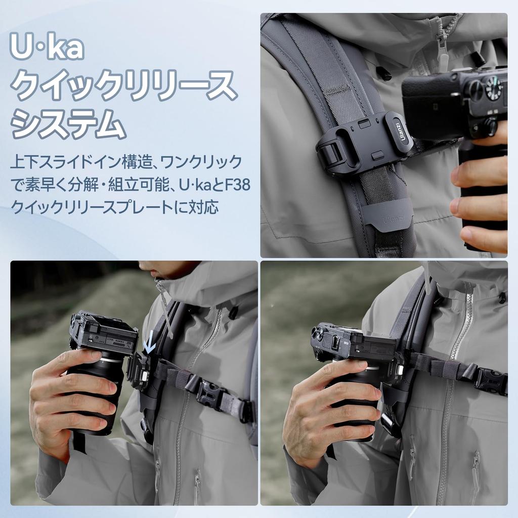 Ulanzi Uka Backpack Strap Clip Quick Release Compatible with F38 Screw Quick Quick Release Plate for and Cameras Set, Plates, Arca-Swiss Compatible,