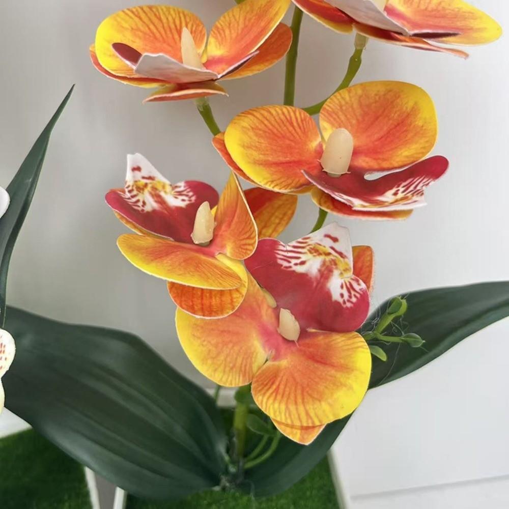 Mehrblütige Künstliche Orchidee Topfpflanzen Phalaenopsis Bonsai Wohnzimmer Ornamente