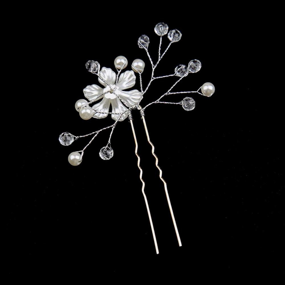 1 Piece Satin Flower Pearl Crystal Hairpin, Forest Fairy Style, Suitable for Bridal Look / Daily Updos / Party Wear