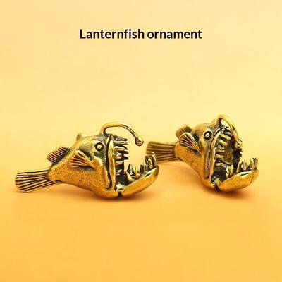 Messing Tiefsee-Anglerfisch Fische Beobachten Meerestiere Modell Aquarium Dekoration Miniatur Kinder Spielzeug