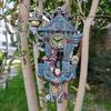 Halloween Cuckoo Clock Decoration Spooky Wall Clock Figurine Skeleton Pumpkin Wall Sculpture for Home Living Room Bedroom Decor