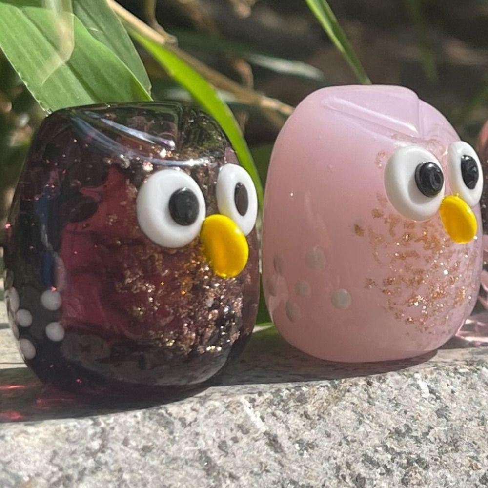 Exquisite Cute Small Owl Ornaments Table Decor Animal Owl Crafts Glass Sculpture Owl Figurines Desktop