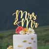 Mrs & Mr Geburtstagskuchen-Topper Monogramm Acryl Cupcake-Topper Spieße Hochzeit Geburtstagskuchen Girlande Dekor Personalisierter Spiegel Gold Kuchenzubehör für