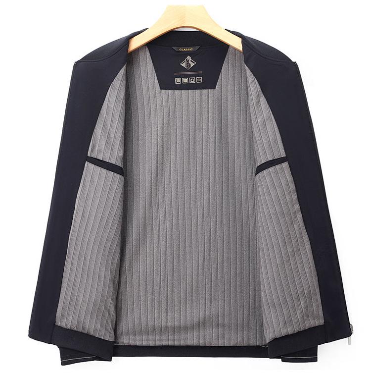 Autumn Business Casual Men's Baseball Collar Jacket for Middle-Aged and Elderly