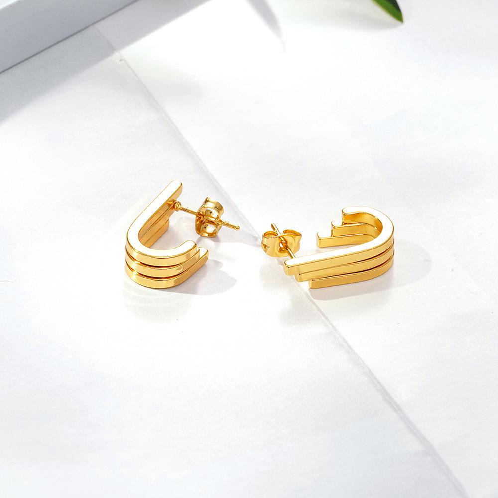 

IMI Gold Titanium Steel Geometric Earrings for Women - High-end Light Luxury Design YE298 Single Piece Price