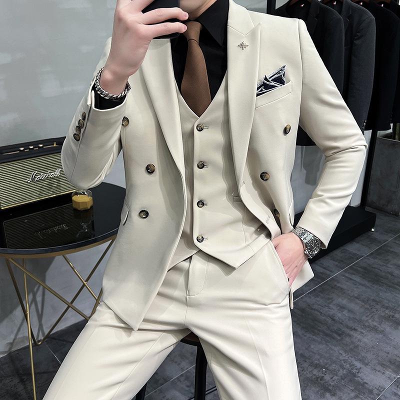 

Men s Premium White Wedding Suit - Three-Piece Set 4XL (165-180 jin)