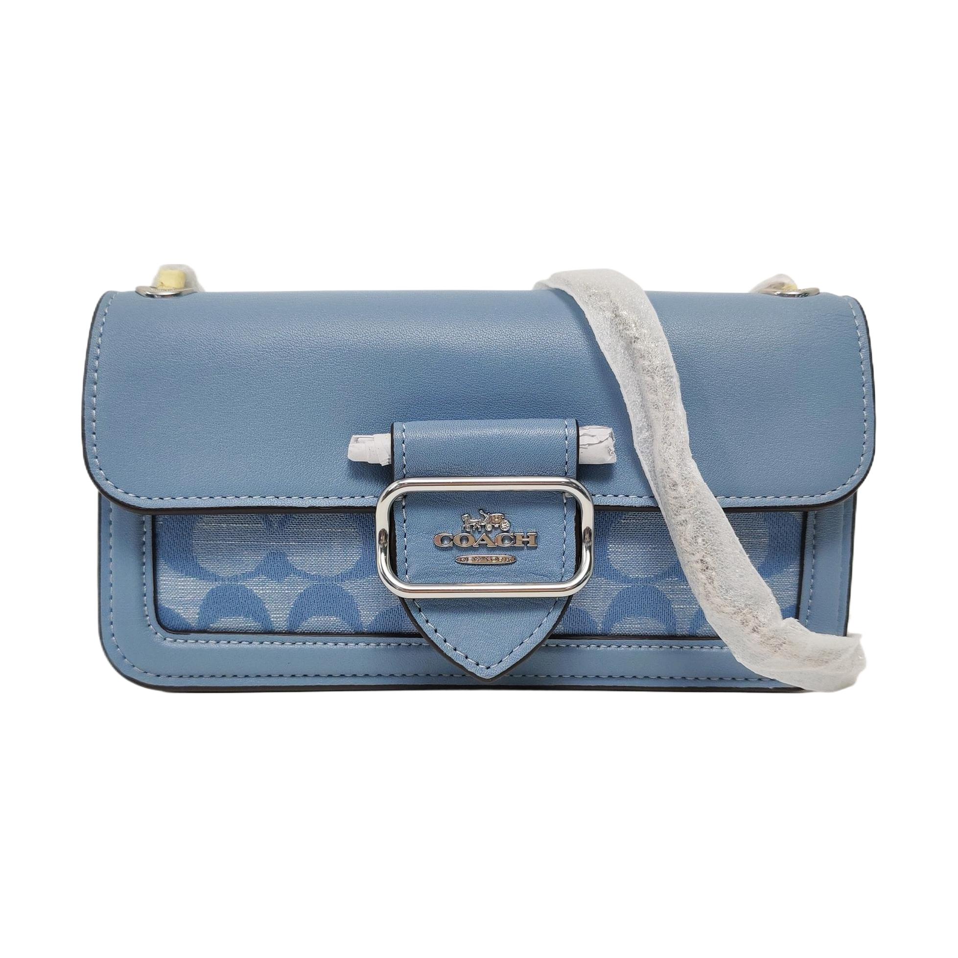 [Pre-Owned] Morgan 20 Classic Floral Buckle Closure Chambray Fabric And Leather Shoulder Crossbody Bag Small - Excellent #20HAVV ONE SIZE