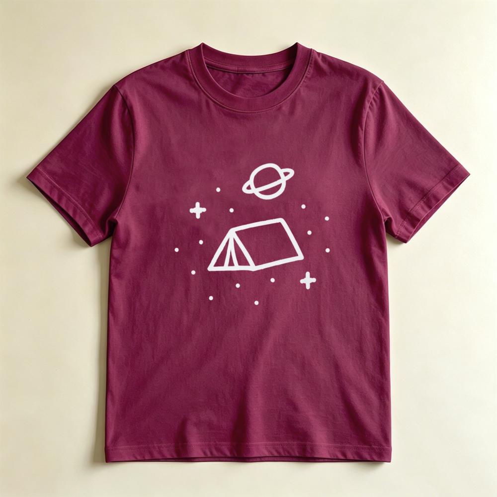 Space Camping TShirt Tent Under Saturn Graphic Tee Funny Astronomy Shirt Cute Galaxy Tee Gift For Space Lovers Camper Gift S