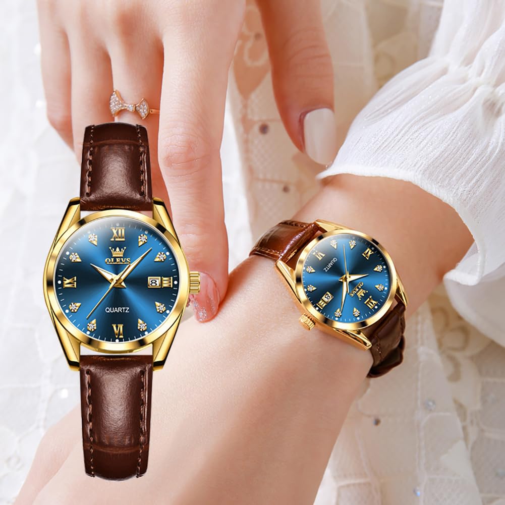 OLEVS Women's Watch Japanese Quartz Stainless Steel Band Classic Dial Luminous 30M Waterproof Business Ladies Watch Popular Stylish Cute Gift