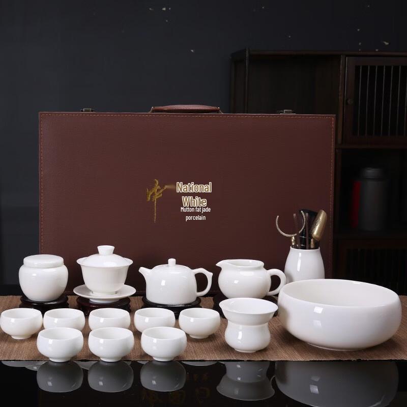 Handun White Porcelain Mutton-fat Jade Kung Fu Tea Set