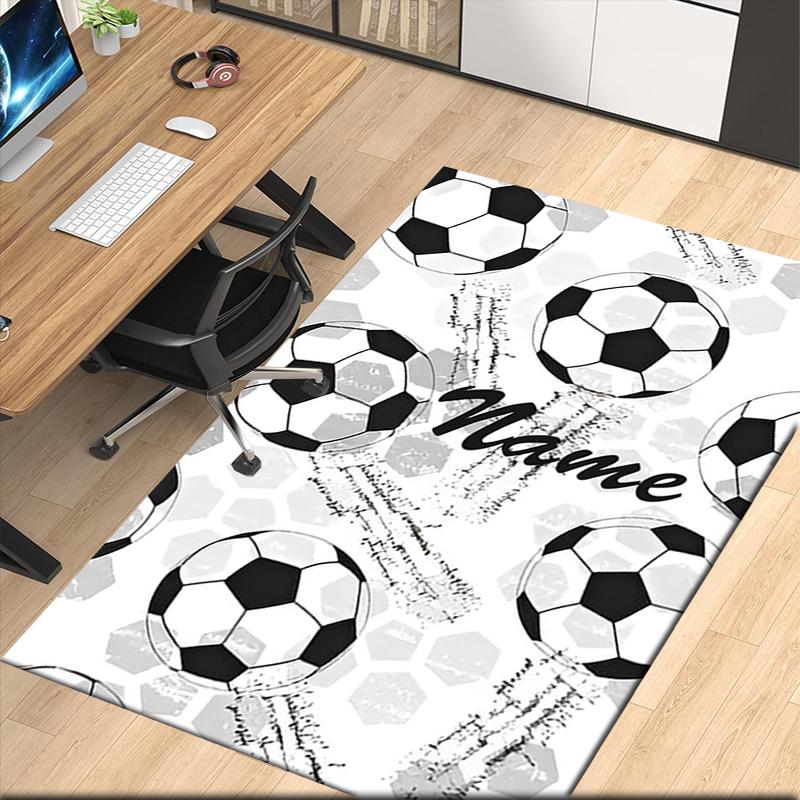 Benutzerdefinierter Fußball-Teppich mit Namen, für Bürostuhl, Wohnzimmer, Schlafzimmer, Küche, Dekor, Geschenke.