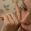 Trendy S925 Sterling Silver Heart-Shaped Ring with Rhinestones