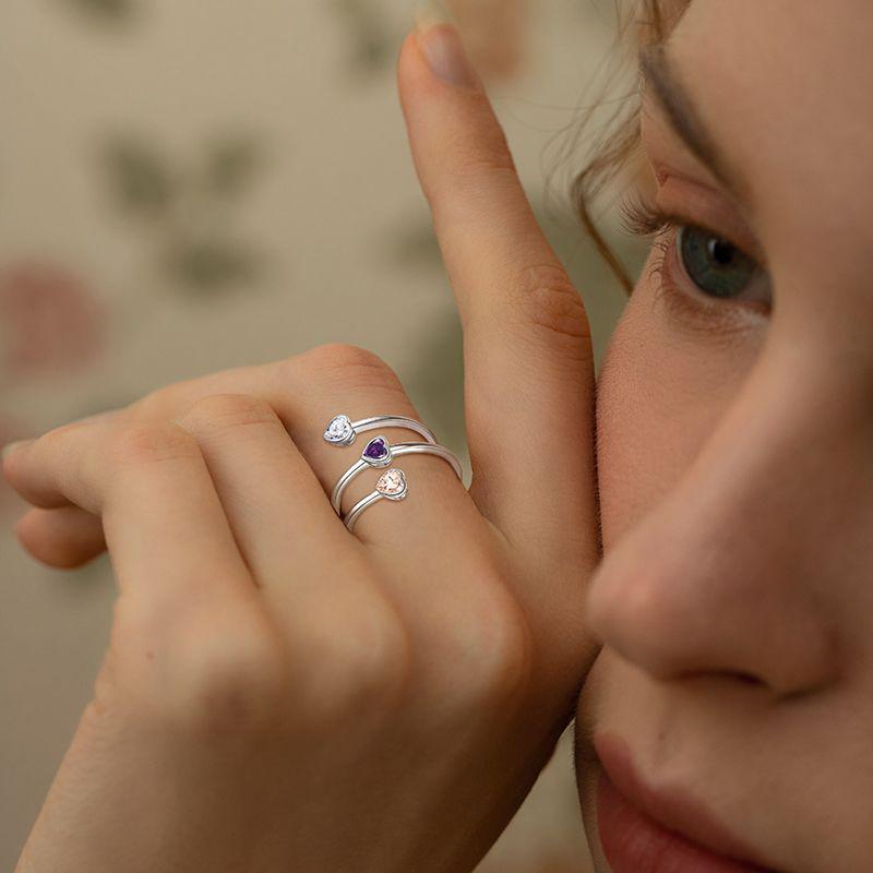 Trendy S925 Sterling Silver Heart-Shaped Ring with Rhinestones