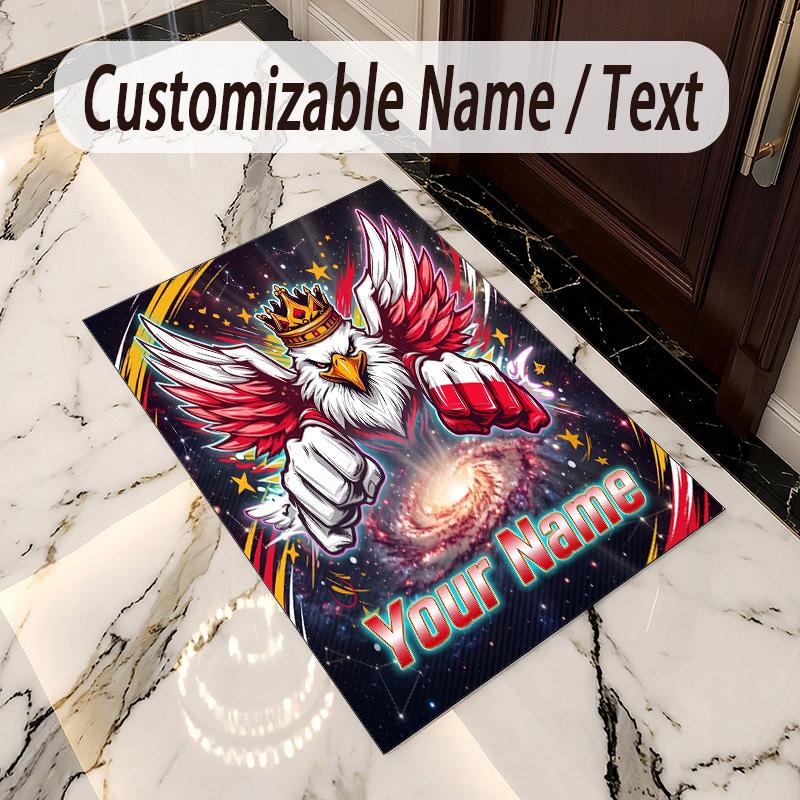 Crystal Velvet Rug Poland Football Print Custom Name Text Floor Mat Home Decor