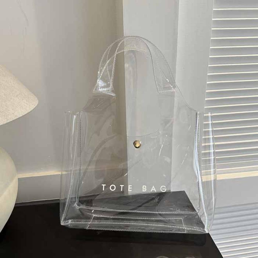 

Summer Jelly Handbags Storage Bag Letter Shoulder Bag Simple PVC Transparent Bag Fitness Bag прозрачный