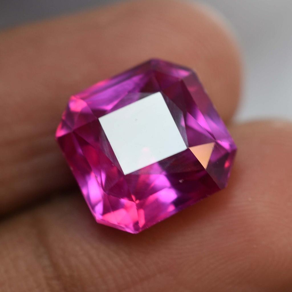 Natural Pink Sapphire Loose Gemstone Faceted Square 9.78 Ct September Birthstone for Gem Collections