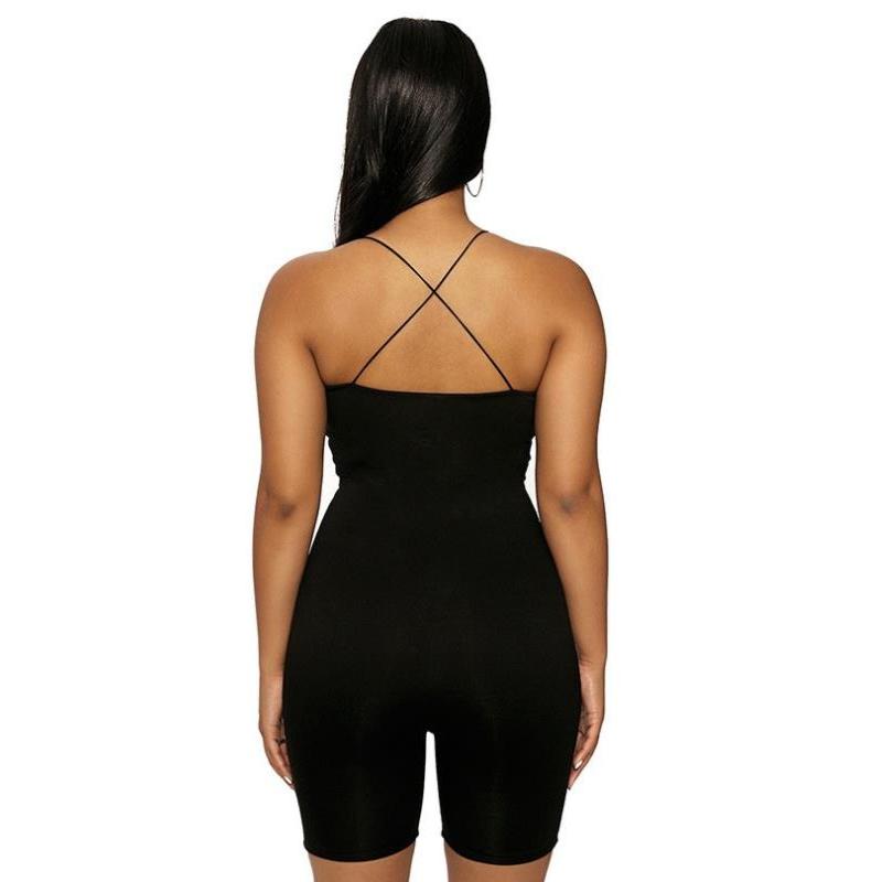Fashion Street Slim Fit Elegant Sexy Rompers Women Sleeveless Summer Backless Casual Jumpsuits Women Solid Simple Base Ladies Bodysuits New 26181