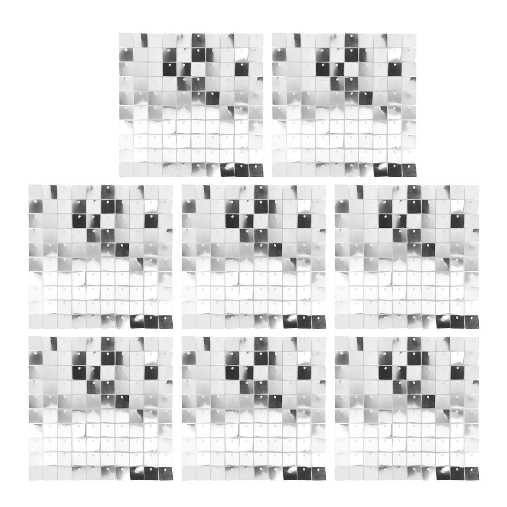 8PCS Square Sequin Wall Panels Glitter Backdrop for Birthday Wedding Party Decoration 30x30cm Sparkle Panel Set with Zip Ties