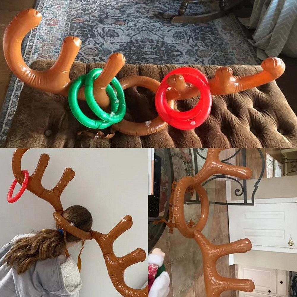 4/3/2/1sets Brown Reindeer Horn Throwing Ring Game - Suitable for Christmas Party Games, Family Party Games, Party Activities