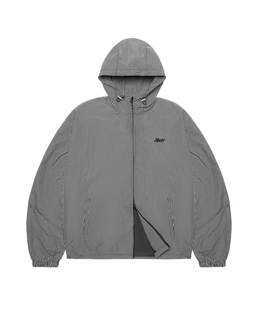 1993Studio Check Hooded Windbreaker_Black