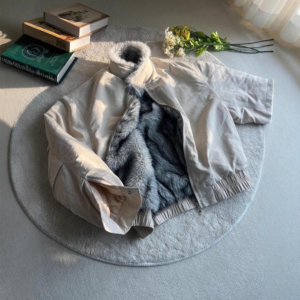 Wolf King Throne Mountain Eagle Imitation Fur Cotton Harrington Bomber Jacket for Men and Women - Thick, Padded, Cleanfit Outerwear.