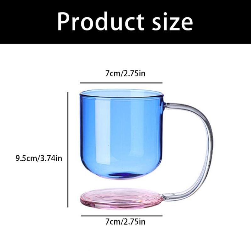 Clear Glass Cup with Base and Handle Floating Design Heat Resistant Ergonomic Coffee Mug Drinking Cup Household Use